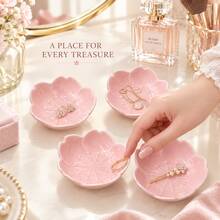 WGROOM 4pcs Flower-Shaped Ceramic Jewelry Trays, Mini Ring & Earring Storage Dishes, Suitable For Vanity, Bedside Table And Bathroom Countertop, Decorative Jewelry Organizer Gift For Women - Multicolor - View 2