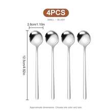 4pcs Stainless Steel Dessert Spoons, Compact Long Handle Round Head Design, 3 Sizes Available, Can Stir Coffee Milk Tea, Scoop Pudding Jelly Yogurt, Elegant Tableware For Afternoon Tea - View 18