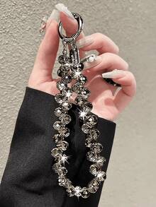 Colorful Mobile Phone Lanyard Chain Stylish Glitter Crystal Bead Pendant Keychain Jewelry Bag Accessories Sparkle Key Chains - Black - View 8