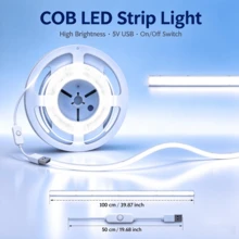High Brightness COB LED Strip Light, Flexible LED Light Bar, USB Powered, With Button Switch, TV Background Decoration Light, Easy Installation, Suitable For TV Background, Bedroom, Living Room, Hallway, Kitchen, DIY Decoration - White - View 13