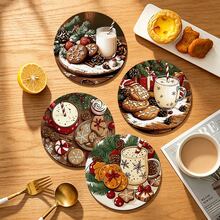 6/420pcs, Coasters, Christmas Theme Absorbent Coasters With Non-Slip Rubber Backing, American Vintage Gingerbread Snowflake Pattern, Suitable For Holiday Table Setting, Coffee Bar, Office, Study, Exquisite And Beautiful To Enhance Space Atmosphere, With Soft Rubber Non-Slip Backing Design, Party Table Coasters, Holiday Decoration Items, Home Small Gifts - XYBD60 - View 2
