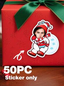 Custom Face Christmas Snowman Stickers, Personalized Photo Stickers With Custom Face For Gift Wrapping, Christmas Present Boxes, Gift Bags, Holiday Party Favors, Custom Name Gift Labels, Christmas Decorations - Multicolor 2 - View 9