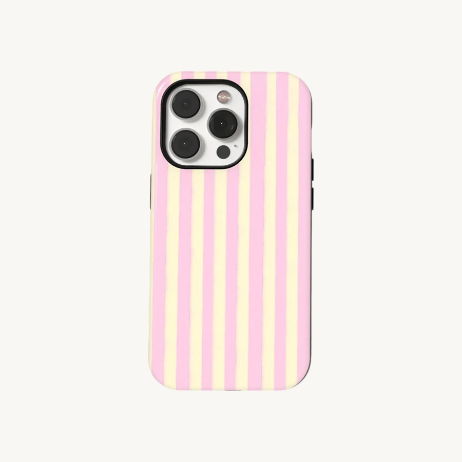 Soft Candy-Colored Striped Phone Case, Aesthetic Style, Compatible With IPhone 17, 16, 15, 14, 13, 12, 11 Pro Max - Pink - View 1