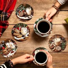 6/420pcs, Coasters, Christmas Theme Absorbent Coasters With Non-Slip Rubber Backing, American Vintage Gingerbread Snowflake Pattern, Suitable For Holiday Table Setting, Coffee Bar, Office, Study, Exquisite And Beautiful To Enhance Space Atmosphere, With Soft Rubber Non-Slip Backing Design, Party Table Coasters, Holiday Decoration Items, Home Small Gifts - XYBD60 - View 3