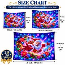 2D Flat Pattern, 1pc, Starry Sky Santa Claus Tapestry, Santa Claus, Snowflake, Gift Pattern, Glow Under Fluorescent Light, Wall Decor Background Cloth, Party Decoration - Multicolor - View 3