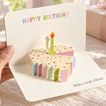 1pc Customized Name 3D Pop-Up Birthday Card, Creative Cake Pop-Up Greeting Card, Colorful Birthday Blessing Card, Exquisite Handmade Folding Card, Suitable As Birthday Gift Card, Birthday Wishes For Friends, Couples, Family, Party Decoration, Commemorative Gift - Multicolor - View 10
