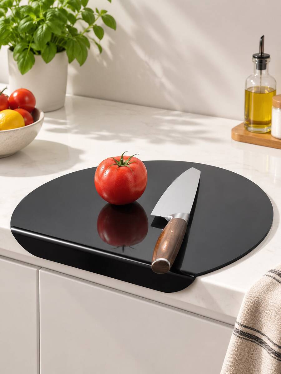 Vegetable Cutting Board, Anti-Slip Transparent Black Cutting Board With Edge, Suitable For Kitchen Countertop, Dishwasher And Kitchen Accessories (39x33cm, 3mm Thick)