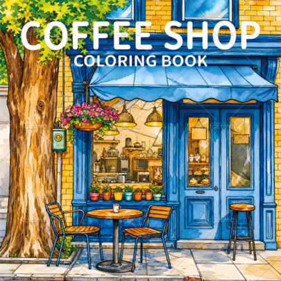 Coffee Shop Coloring Book For Adults Teens, 120g Heavy Paper Single Sided Printing, Vintage European Street Cafe Easy Coloring Pages, Bold Lines Art Drawing Book, Stress Relief Relax Art Book, Ideal Birthday & Holiday Art Gift