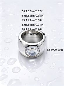 1pc Bold Hip-Hop Personalized Charm Fashion Stainless Steel Gold-Plated Wide Face Large Rhinestone Ring Men's Party Accessory Choice - Style 1 - View 10