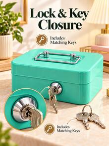 Metal Lock Storage Box Cash Box Adult Creative Portable Savings Box Small Key Storage Box Lockable Coin Box Metal Cash Storage Box With Key Lock Top Handle Metal Key Lock Storage Box Adult Coin Bank Coin Savings - Multicolor - View 4
