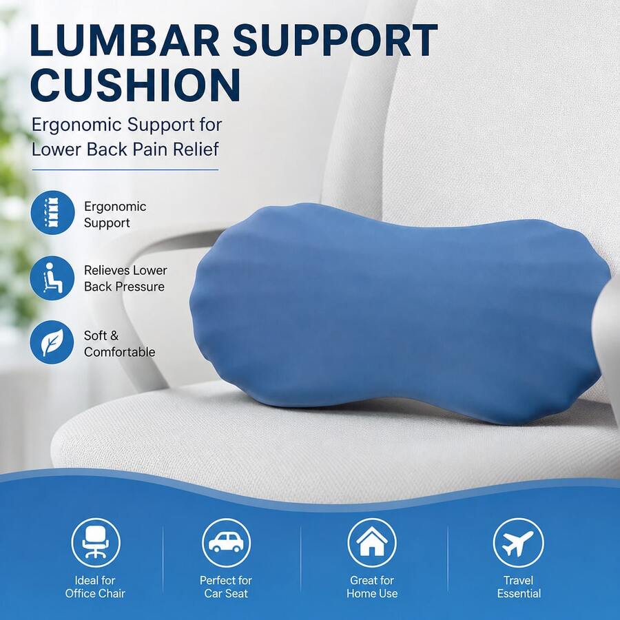 Memory Foam Ergonomic Wave Lumbar Support Pillow, Back Cushion, Relieves Back Pressure, Suitable For Office, Car, Sofa And Bed Multi-Scenario Use - Lumbar Support Cushion - View 1