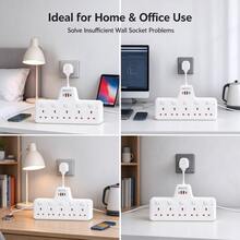 1pc T-Shaped UK Plug Wall Socket Extender, 5 UK 3-Pin Outlets With Individual Switches, 2 USB-A & 2 USB-C Ports, Surge Protection 2500W Max, 10A Fused Plug For Home & Office - UK Plug(220-240V) - View 4