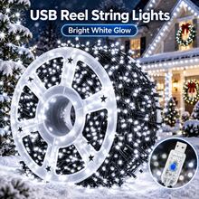 白色 USB LED 串燈，高亮度捲軸仙女燈，冬季聖誕樹燈，適用於婚禮、臥室、窗戶、新娘派對、陽台、花園、新年與節日居家裝飾 - 白色 - 查看 11