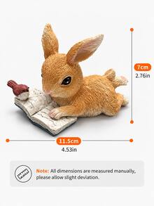 1pc Garden Shop Yard Small Ornament, Resin Rabbit Figurine, Creative Small Animal Zoo Art Decor, Room Decoration, Back To School, Home Decor - Multicolor - View 8