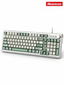 Newmine BK212 Wired Business Keyboard Full-Size Silent Keyboard USB Plug And Play Spill-Resistant Keyboard Universal Desktop Laptop Office Typing Keyboard Home Coding Keyboard Sky Blue, Cream Multi-Color - View 9