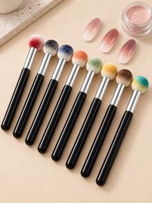 Kuas Spons Bulat untuk Seni Kuku, Gagang Hitam, Alat untuk Memadukan dan Menepuk Gradien Ombre untuk Desain Manikur Gel Polish - A - View 5
