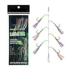 TAVERIKO Multicolor Mylar Bait Catching Rig 1/5/10 Packs 6-Hook Baitfish Fishing Rig Saltwater Fishing Tackle - Green - View 5