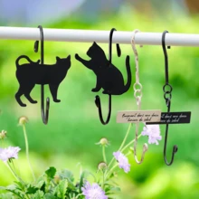 4pcs Black Cat Silhouette Metal S-Shaped Hooks, Balcony Railing, Garden Fence, Patio Decorative Hooks, Suitable For Hanging Flower Pots, Lanterns, Decorations, 4pcs Decorative Wall-Mounted Coat Hooks, Home Kitchen Bathroom Closet Multi-Functional Storage Hooks - Black - View 7
