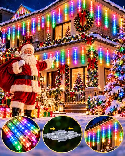 262 LED Digital Christmas String Lights, Max 3 Meters, Meteor Effect, Dosyu Rain Series, 8 Tubes, 30cm