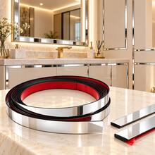 1pc 5m X 1.5cm PVC Self-Adhesive Decorative Strip, Flexible Silver Decorative Line, Cuttable Glossy Decorative Strip, Suitable For Car Interior/Exterior, Car Door, Dashboard, Cabinet, Furniture And Home Decor - A - View 5