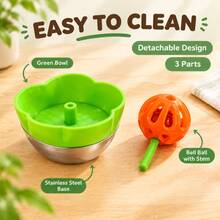 Parrot Foraging Toy, Bird Chewing Toy With Bell, Rolling Bird Feeder, Heavy-Duty Stainless Steel Base With Anti-Spill Design, Easy To Clean And Detachable, Durable Hollow Ball, Interactive Enrichment Toy For Budgies And Cockatiels, Mental Stimulation Bird Toy - View 4