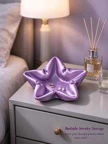 Christmas 1PC Star-Shaped Satin Jewelry Tray, Vanity Decor Storage Dish For Rings, Necklaces, Earrings - Multicolor - View 16