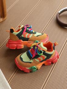 1 Pasang Sepatu Olahraga Anak Model Terbaru, Sneakers Tebal - Jeruk - View 2