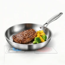 1pc Thick 316 Stainless Steel Frying Pan/Wok/Chef Pan, Multi-Layer Steel Structure Non-Stick Flat Bottom Pan, Even Heat Distribution, Coating-Free, Suitable For Gas Stove And Induction Cooktop - View 8