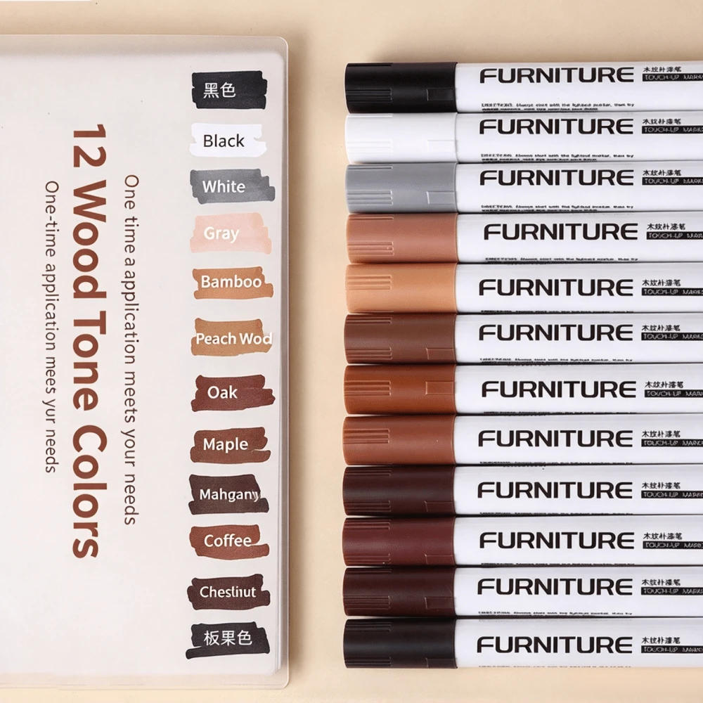 Furniture Repair Pen - For Repairing Wood Scratches And Filling, Suitable For Stains, Scratches, Floors, Cabinets, Tables - Multiple Colors For Hardwood Repair - A - View 1