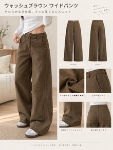 YEAE | Celana Jeans Denim Hijau American Vintage Washed Distressed Unisex Model Longgar Lurus Lebar - Khaki - View 7