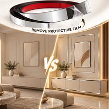 1pc 5m X 1.5cm PVC Self-Adhesive Decorative Strip, Flexible Silver Decorative Line, Cuttable Glossy Decorative Strip, Suitable For Car Interior/Exterior, Car Door, Dashboard, Cabinet, Furniture And Home Decor - A - View 7