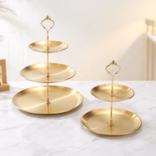 3pcs/4pcs [3 Tingkat + 1 Set Aksesoris + 4 Alas Anti Selip, Total 5pcs] Stand Makanan Penutup Multi-Lapisan Stainless Steel, Nampan Buah, Stabil dan Tahan Karat, Mudah Dibersihkan, Rak Penyimpanan Meja yang Menarik. Desain Berlapis 3D Hemat Ruang Cocok untuk Penataan Meja Pesta dan Liburan, Sempurna untuk Menempatkan Kue, Pastri, dan Buah Musiman. Ucapkan Selamat Tinggal pada Kekacauan Meja (Penyimpanan 3D Multi-Lapisan); Hadiah Praktis yang Sempurna untuk Pecinta Kue atau Pecinta Pesta. - Emas - View 4