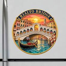 Rialto Bridge Venice Sunset View Fridge Magnet, A Scenic Travel Keepsake For All Metal Surfaces Throughout The Home - A - View 2