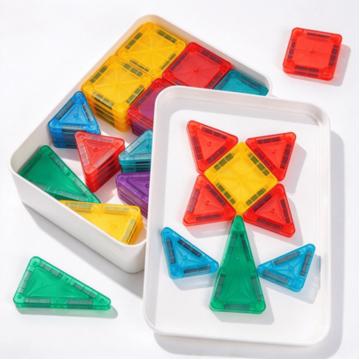Juego de Azulejos Magnéticos Arcoíris Translúcidos, Bloques de Construcción Magnéticos Educativos STEM, Juguete de Construcción Magnética Transparente 3D, Regalo de Aprendizaje Creativo para Niños y Niñas de 3 a 8 Años