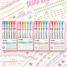 24Pcs Flower Shaped Contour Curve Pen, Highlighter Pen, Marker Pen, Wave Pen, Student Hand Pen, Key Point Marking Pen, Colored Set Of Marking Pens - Sets - View 1