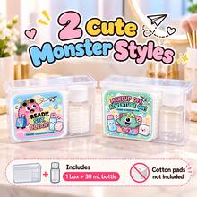 Kotak Penyimpanan Bantalan Makeup Baru + Botol Penghapus Makeup 30ml, Desain Tertutup Portabel, Cocok untuk Bola Bantalan Makeup, Tahan Lama dan Kokoh, Ideal untuk Penyimpanan di Kamar Mandi dan Meja Rias (Bantalan Katun Tidak Termasuk) - MultiWarna - View 1