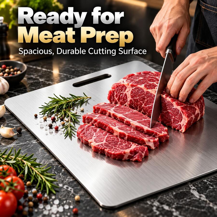 Household Stainless Steel Cutting Board, Material, Easy-To-Clean Design, Kitchen Cutting Board, Kitchen Essential, Effortlessly Slice Fruits, Vegetables, Meat And Bread - Multicolor - View 1
