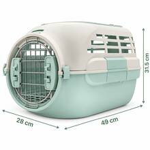 Cat And Small Pet Carrier Box With Carry Handle And Double Doors, For Car Journeys, Outings And Camping, Two Colours - Mint Green - View 2