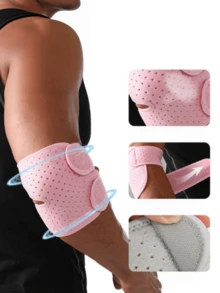 1pc Adjustable Compression Elbow Brace, Breathable Tennis Elbow Sleeve, Open Design, Dual Strap Elbow Support - Multicolor - View 4