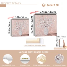 1pc Canvas Print, Floral Textured Wall Art, Modern Vase Canvas Painting Bouquet, White Canvas Painting, Unique Contemporary Dining Room Decor (Frame Optional) - A - View 7