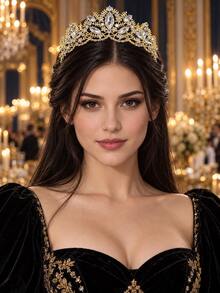 1pc Women's Elegant Baroque Crystal Crown, Bridal Wedding Headpiece, Embellished With Rhinestones - Fashionable Zinc Alloy Headpiece, Suitable For Weddings, Proms And Birthdays - Multicolor - View 4