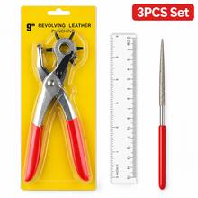 3/2/1pcs Multi-Function Belt Punch Tool, Leather Punch Tool, Universal Hand Strap Punching Tool, Rotary Belt Puncher, Suitable For Belts, Watch Straps, Dog Collars, Saddles, Shoes, Fabrics, DIY Home Or Craft Projects (Silver/Red), Christmas Gift, Leather Craft, Puncher (Random Color And Style) Includes One Hole Spacing Measuring Ruler (Not A Puncher) - A - View 13