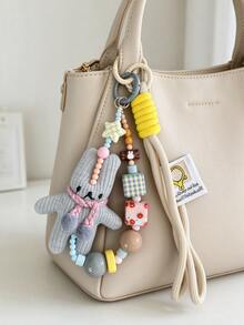New Cute Rabbit Pendant Cartoon Animal Keychain Backpack Hanging Ornament Fashion Accessory Suitable For Handbag Ideal For Saudi National Day Giveaways Women Lovers Car Accessories For Woman Gifts For Women - Multicolor - View 5