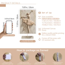 1 Piece Of Elegant Ballerina 2D Relief Canvas Painting, Dance Sculpture Wall Decoration, Ballet Home Decor, Textured Wall Design.(Optional Frame) - A - View 20