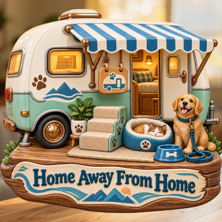 Pet Travel Camp Camper Van Sunny Day Fridge Magnet, A Cozy Adventure To Remember For All Metal Surfaces Throughout The Home - A - View 1