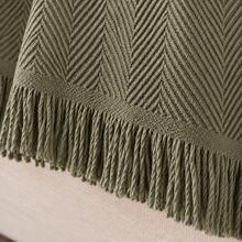 100% Cotton Sofa Throw Cover With Fringe –170x200 Cm - Non-Slip Couch Protector& Suitable For Single - Double Couch & Living Room - Olive Green - View 6