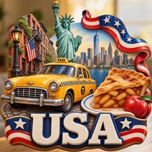 United States Statue Of Liberty And Yellow Taxi Cultural Collage Fridge Magnet, A Treasured Travel Memory For All Metal Surfaces Throughout The Home - A - View 6