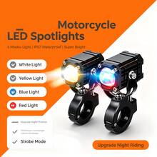 Heyword 1pc/2pcs External LED Lights, Suitable For Cars And Motorcycles, Ultra-High Brightness, High And Low Beam, Explosive Flashing Yellow, White, Red Three-Color Free Switching Flashing Lights, Universal Off-Road Vehicle Lighting Work Lights - Black 2Pcs/Switch - View 10