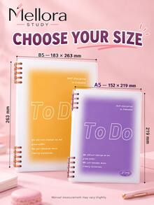 1pc/4pcs Gradient Cover Refillable Cornell Notes Notebook, A5 & B5 Sizes Loose Leaf To Do List Planner, Spiral Binding Study Notebook For Student School Stationery - Multiple Styles - View 3