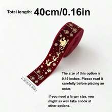 1pc 0.98in*78.74in Christmas Gift Decoration Velvet Gold Foil Ribbon, DIY Handmade Bow Christmas Tree Decoration, Velvet Material | Suitable For Gift Wrapping, Christmas Tree, Christmas Home Decor. - A - View 9